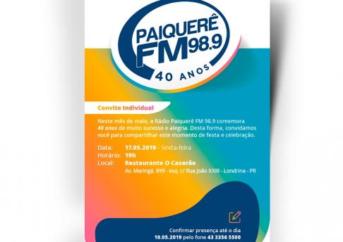 Convite 40 Anos Paiquerê FM